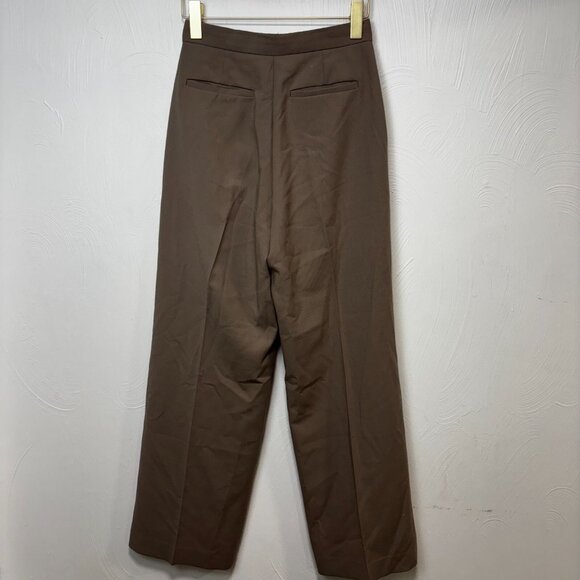 Another Dress Pants Beige Pleated Solid Straight Leg Relaxed Fit Wool Blend S - Picture 6 of 8